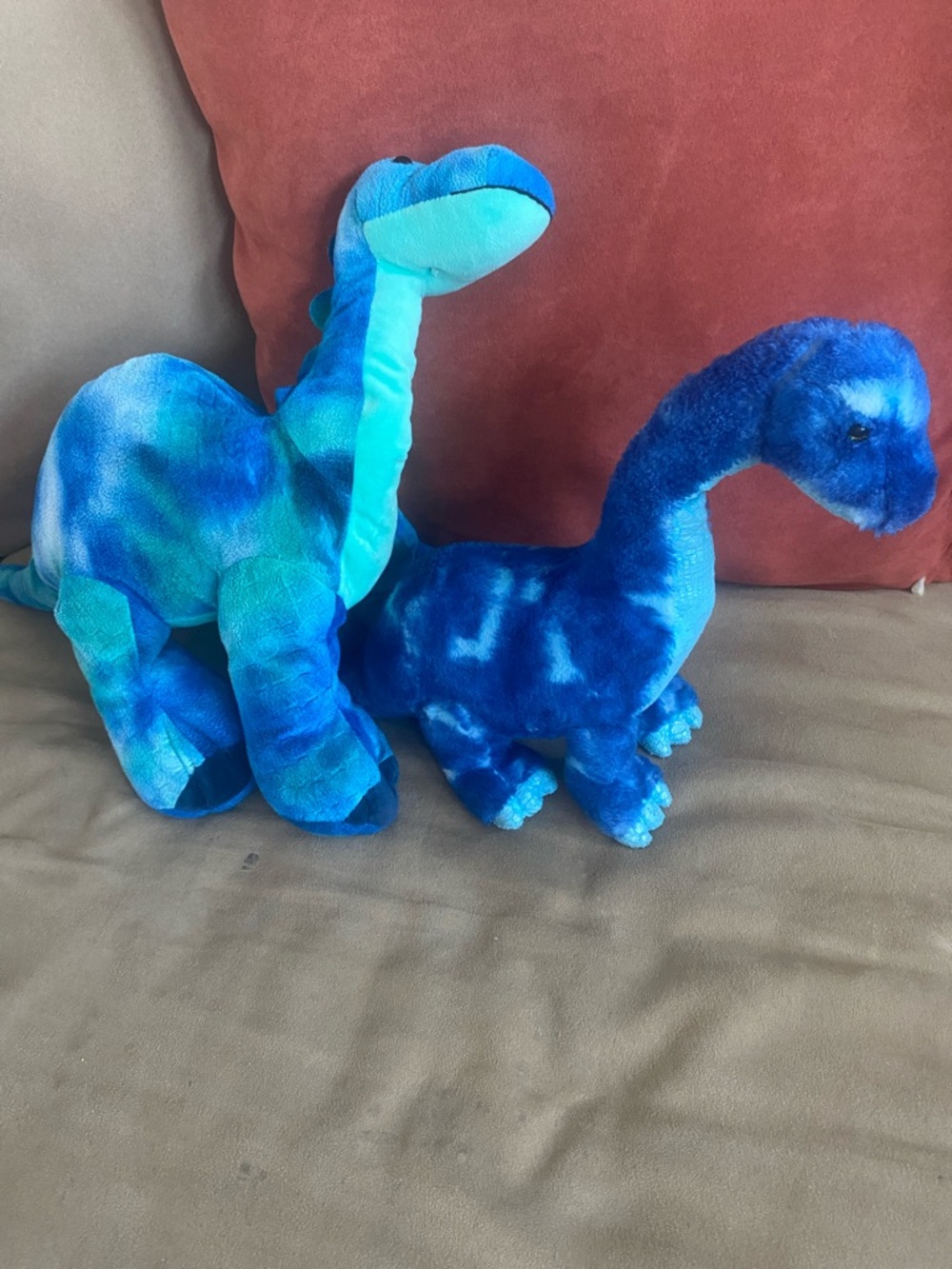 Blue Plush Dinosaur Pair - Soft Teal & Royal Blue